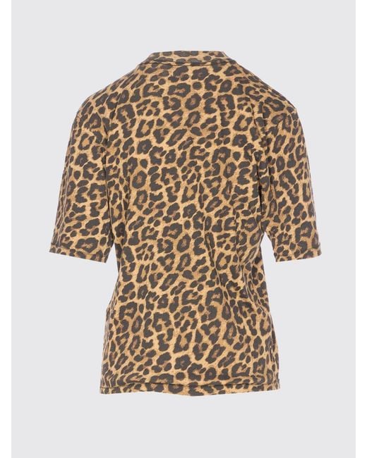 Anine Bing Natural Animal Print Cotton T-Shirt