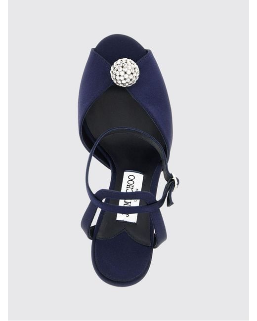 Jimmy Choo Blue Sacora Crystal-Embellished Satin Sandals With A High Stiletto Heel