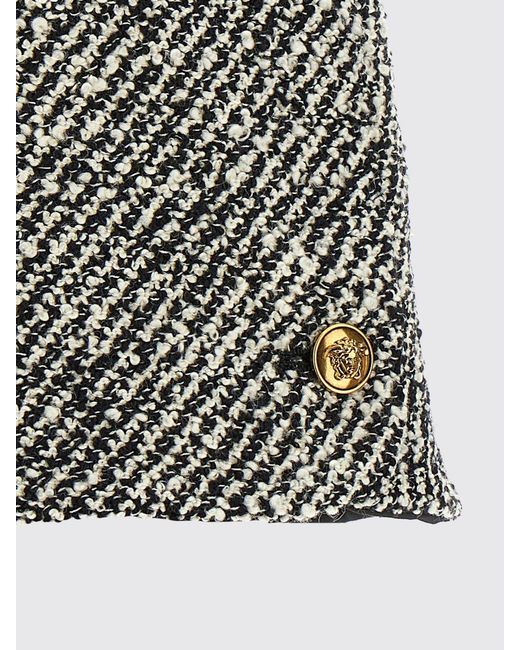 Versace Black High-Waisted Abstract Pattern Tweed Shorts