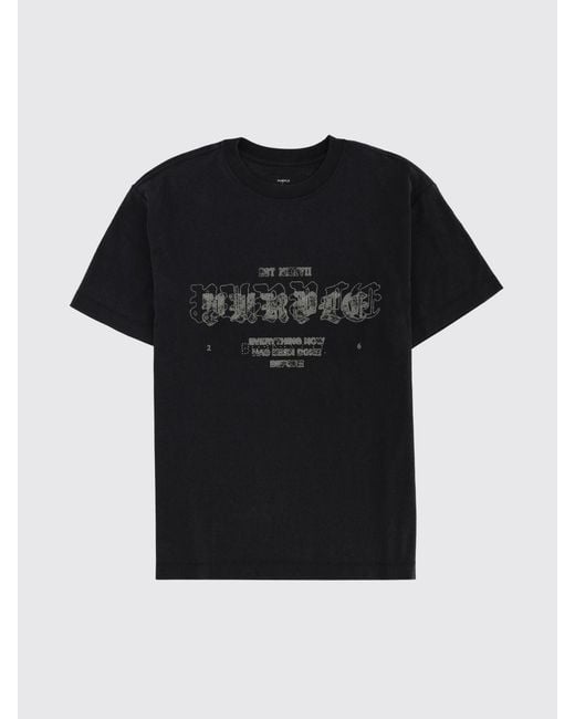 Purple Black Cotton T-Shirt With Logo for men