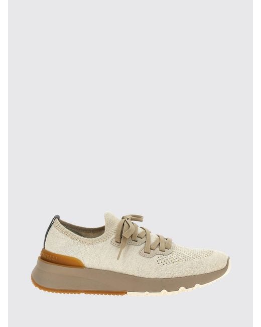 Brunello Cucinelli Natural Crochet Cotton Knit Sneakers for men