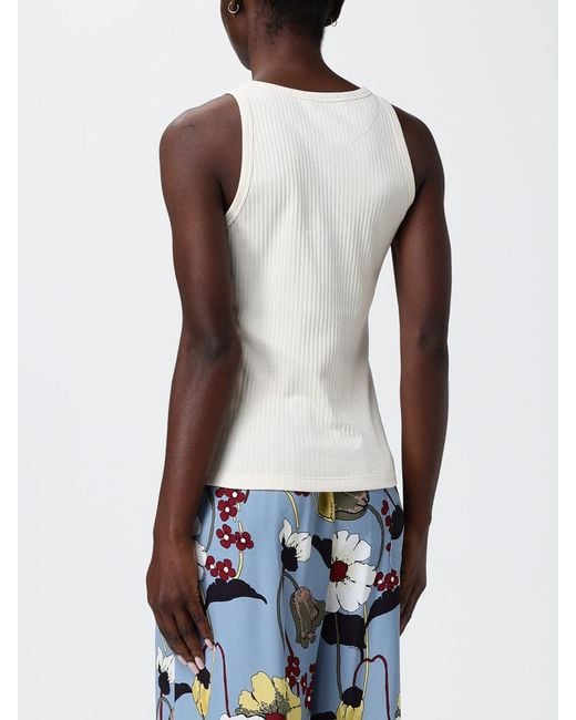 Marni White Cotton Knit Top With Logo