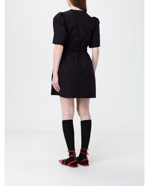 Ganni Black Stretch Cotton Mini Dress