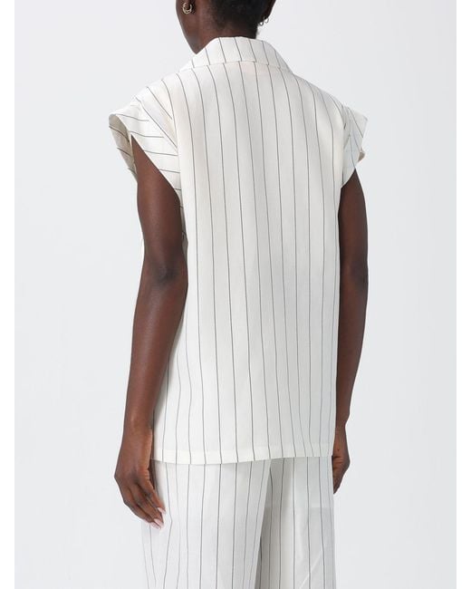 Liu Jo White Pinstriped Wool Single-Breasted Vest