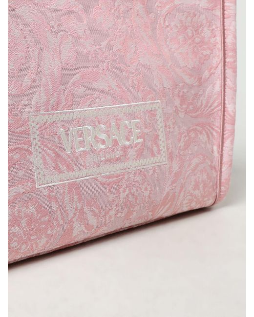 Borsa Athena in tessuto jacquard di Versace in Pink
