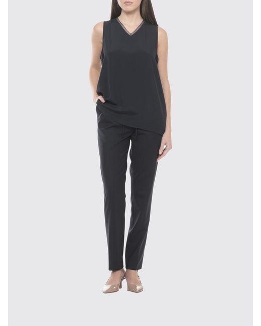 Fabiana Filippi Blue Silk Blend Basic Top