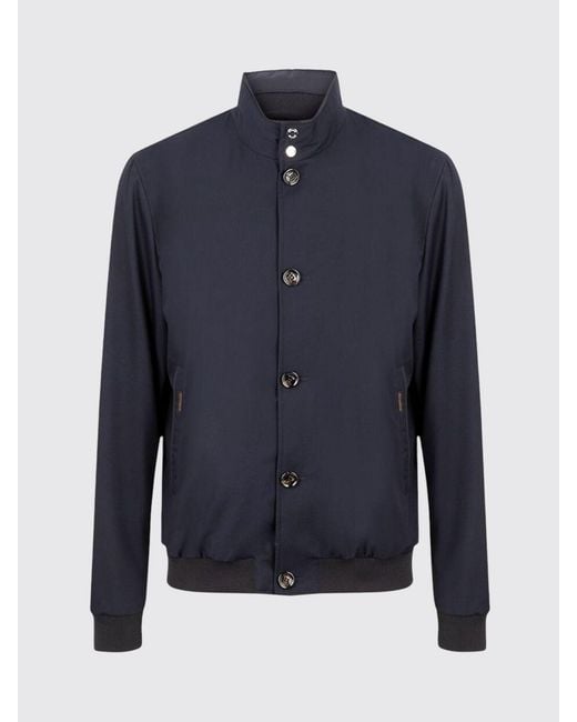 Moorer Blue Bernie-Pum Polyester Bomber Jacket for men