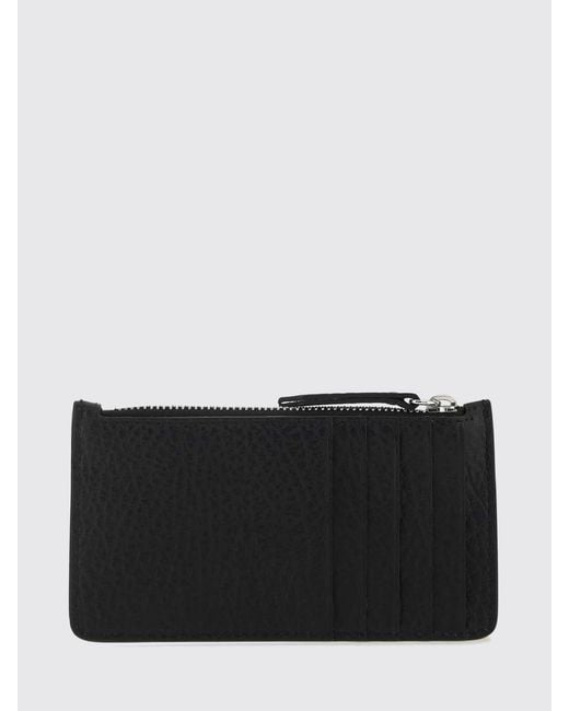 Maison Margiela Black Four Stitches Hammered Leather Credit Card Holder for men