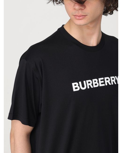 T-shirt in cotone con logo di Burberry in Black da Uomo