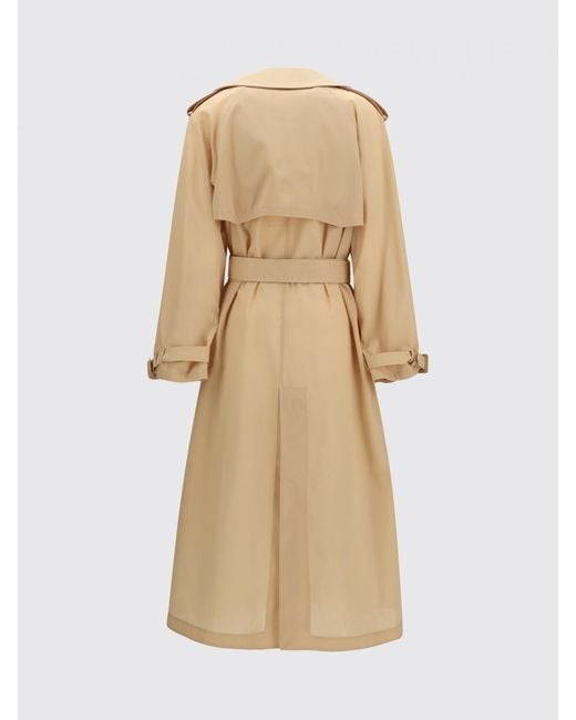 Ermanno Scervino Natural Long Double-Breasted Trench Coat With Adjustable Waist Belt