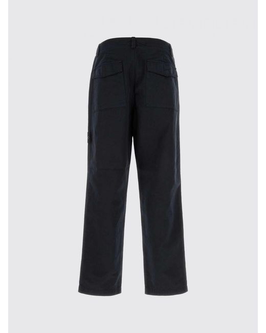 Stone Island Blue Linen And Cotton Straight Trousers for men