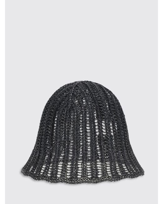 Brunello Cucinelli Black Techno Raffia Hat