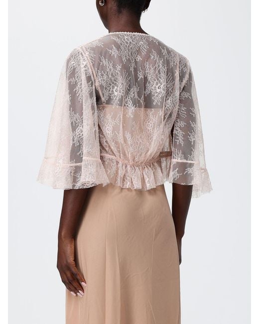 Alberta Ferretti Natural Lace Shrug