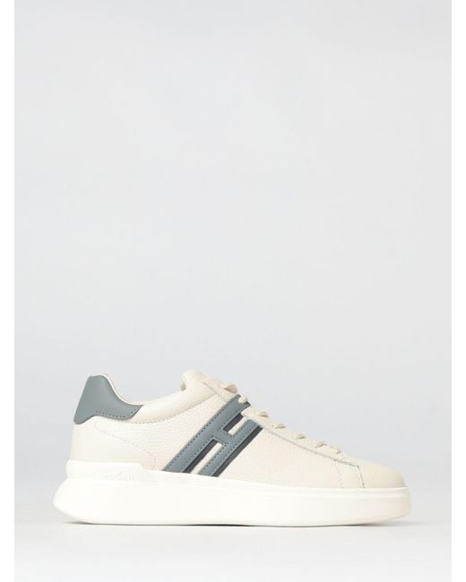 Hogan White H580 Hammered Leather Sneakers for men