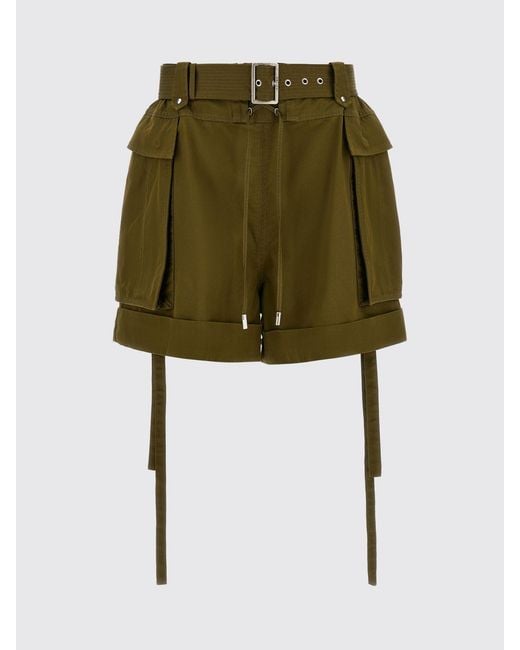 McQueen Green Cotton Cargo Shorts
