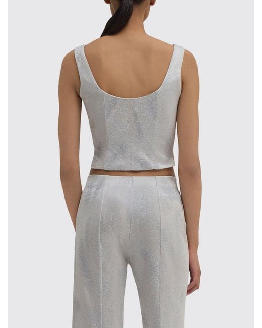 MACCAPANI Gray Metallic Glitter Cotton Blend Top