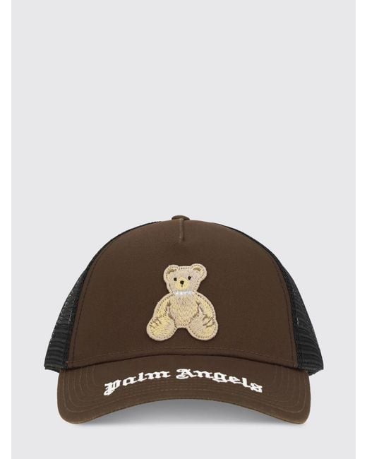 Palm Angels Brown Teddy Cotton And Mesh Nylon Hat for men