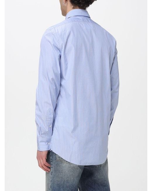 Maison Margiela Blue Striped Cotton Shirt for men