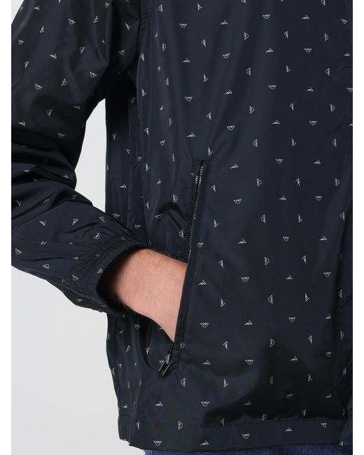 Emporio Armani Blue Logo-Print Hooded Jacket for men