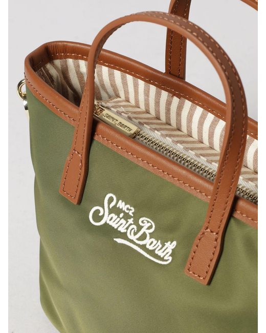 Mc2 Saint Barth Green Nylon Bag With Embroidered Logo