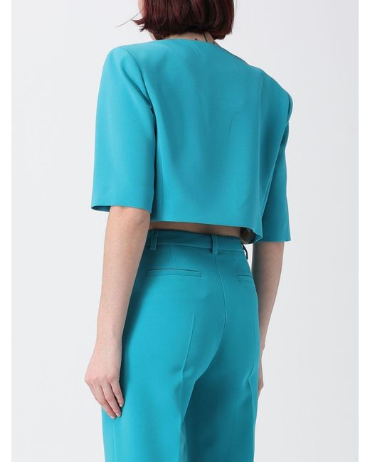 Pinko Blue Cropped Crêpe Blazer