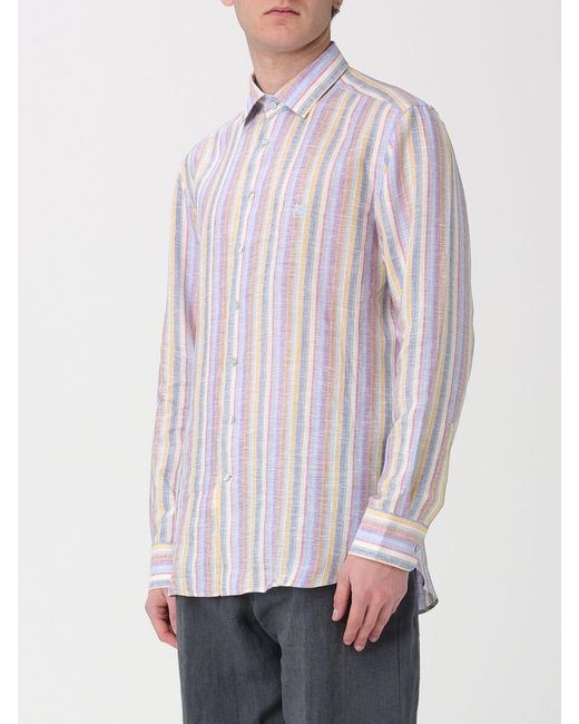 Etro Gray Striped Linen Shirt for men