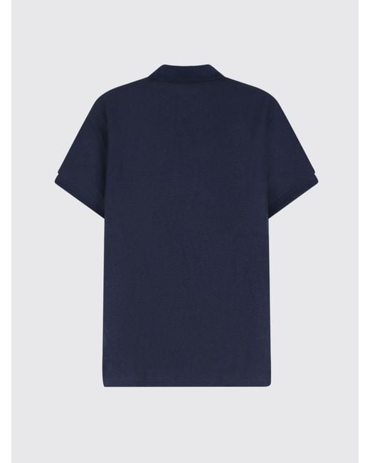 Burberry Blue Short-Sleeved Cotton Polo Shirt With Embroidered Ekd Logo for men