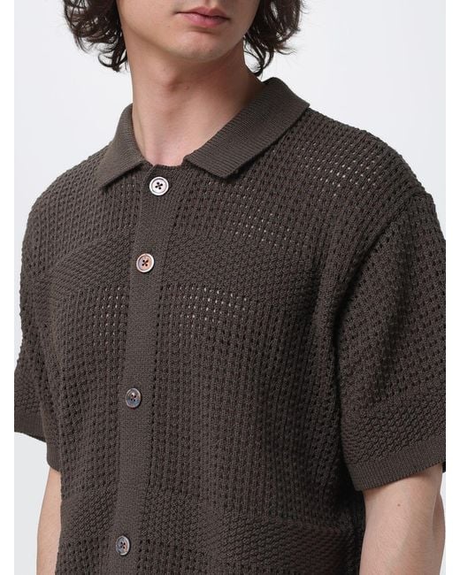 Obey Black Cotton Knit Polo Shirt for men