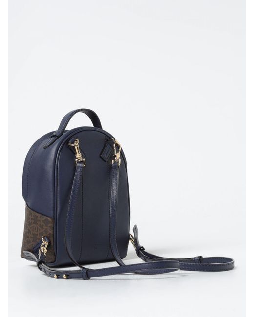 Bally Brown Backpack In Leather And Coated Cotton
