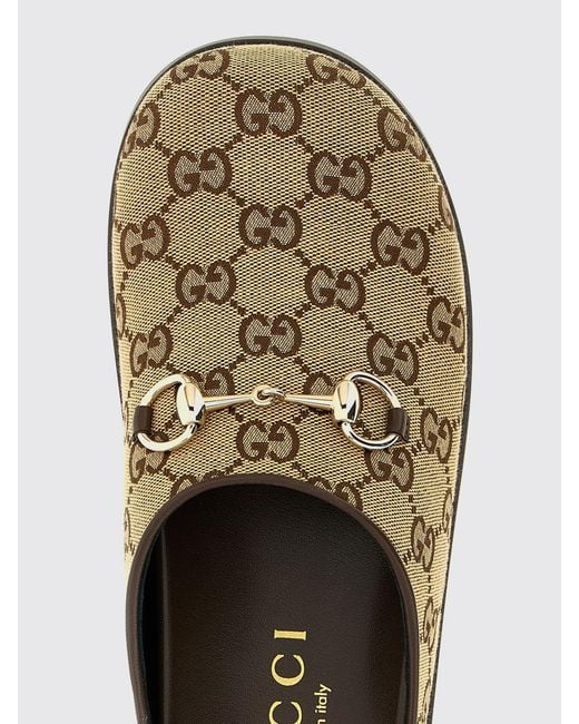Gucci Natural Gg Jacquard Cotton Blend Slippers With Horsebit