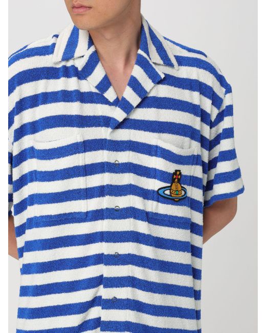 Camicia in spugna di cotone con logo di Vivienne Westwood in Blue da Uomo