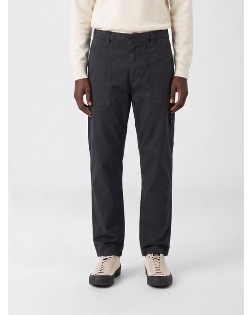 Stone Island Blue Linen And Cotton Straight Trousers for men