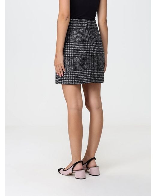 N°21 Blue High-Waisted Check Tweed Mini Pencil Skirt With Patch Pockets