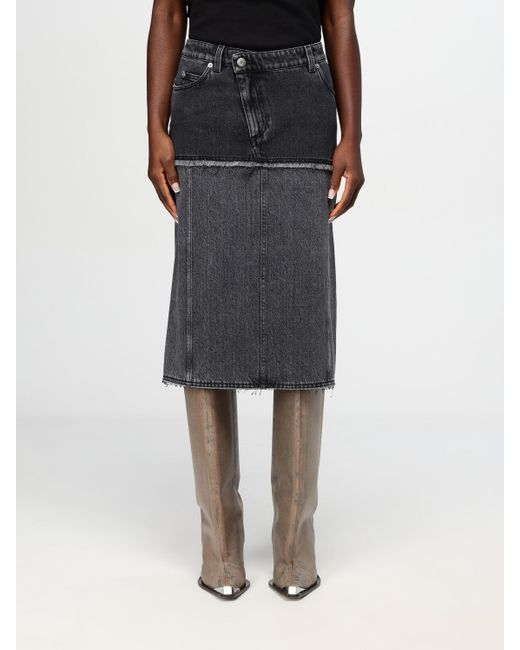 McQueen Black Two-Tone Denim Skirt