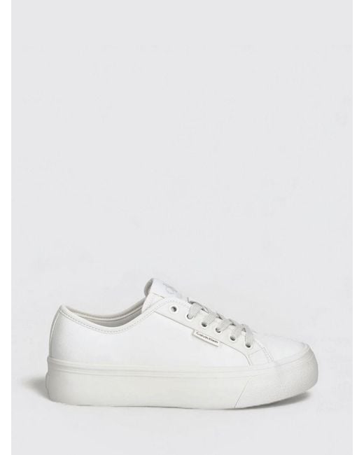Calvin Klein White Flatform Leather Sneakers