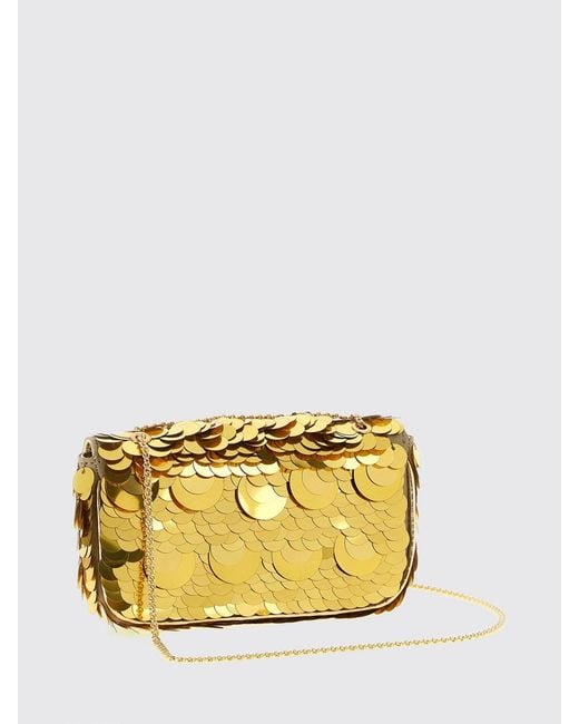 Rabanne White Sparkle Leather And Polyester Shoulder Bag With Metallic Handle