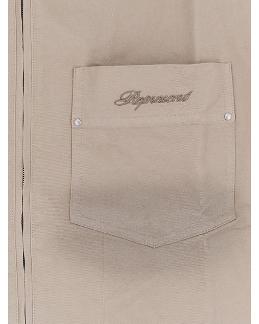 Represent Natural Zip Cotton Shirt for men