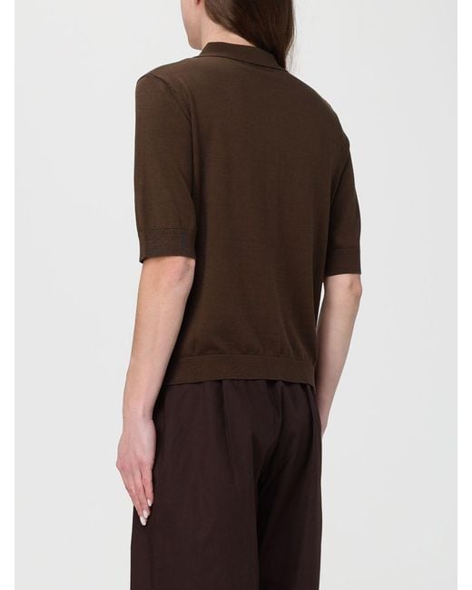 Kangra Brown Cotton And Silk Polo Cardigan