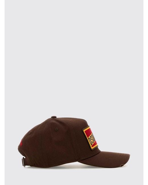 DSquared² Brown Cotton Twill Hat With Logo Patch for men