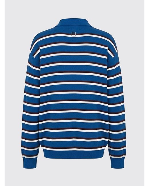 Wooyoungmi Blue Long-Sleeved Knit Polo Shirt for men