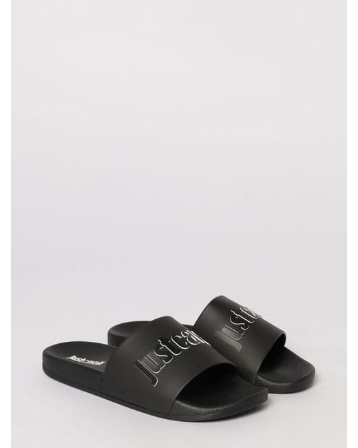 Just Cavalli White Rubber Sliders With Printed Logo