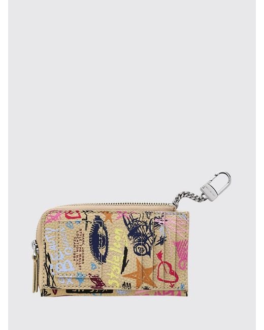 Marc Jacobs Natural The Punk Scribble Leather Wallet With Graphic Print
