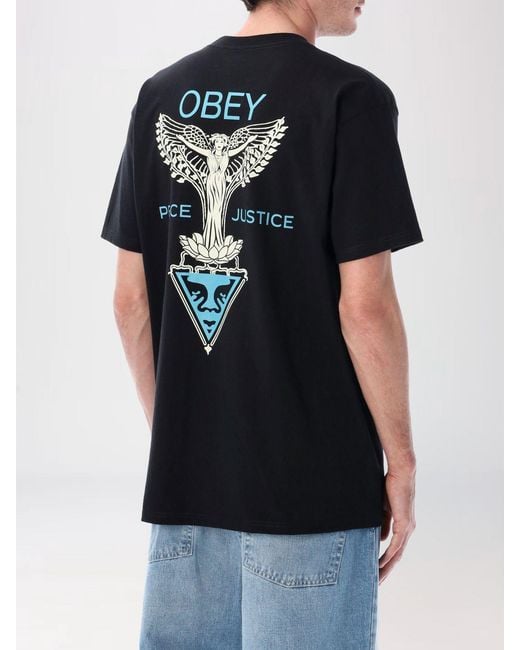 Obey Black Printed Cotton T-Shirt for men