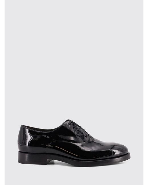 Brunello Cucinelli White Patent Leather Derby Shoes With Leather Sole for men