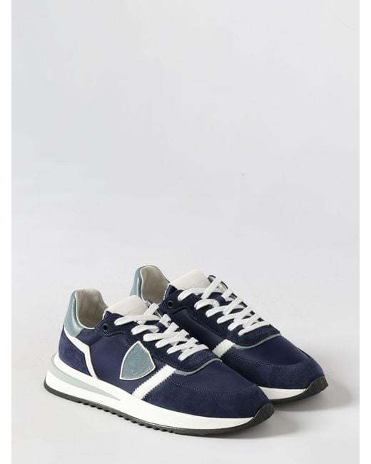 Philippe Model Blue Suede And Mesh Sneakers for men