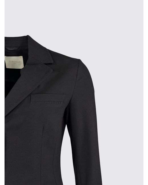 Circolo 1901 Black Single-Breasted One-Button Stretch Cotton Blazer With Lapels