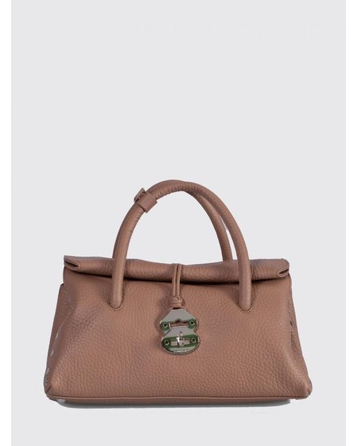 Zanellato Brown Dotta Hammered Calfskin Leather Handbag
