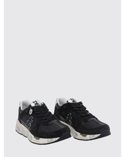 Premiata White Mased Suede And Nylon Sneakers