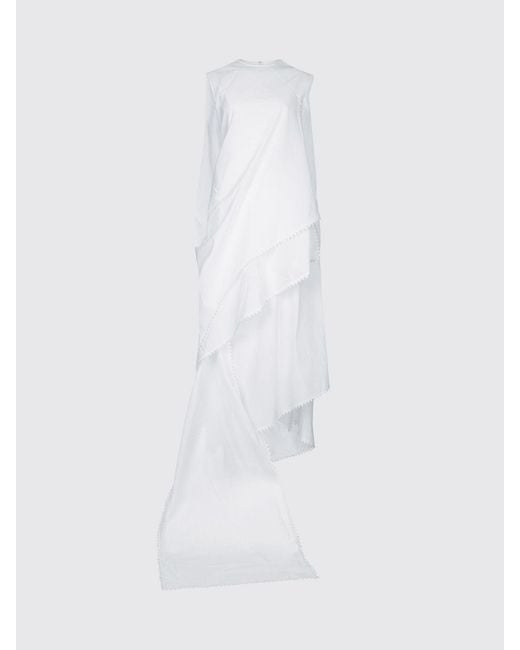 Jacquemus White Asymmetric Cotton Blend Dress
