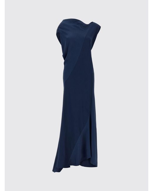 Alberta Ferretti Blue Long Satin Slip Dress For Ceremonies And Events